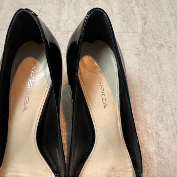 Via Spiga open toe heels black leather pump - Picture 7 of 14